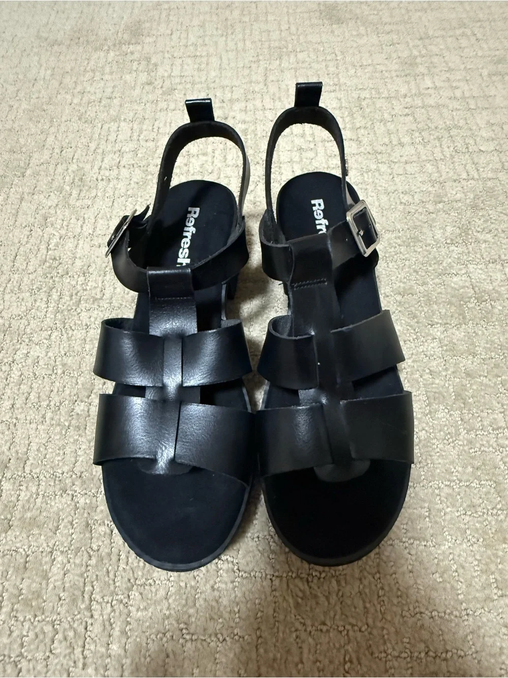 Refresh Women's Black Chunky Platform Sandals - Lightweight - BOGO